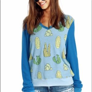 Wildfox Cactus Baggy Beach Jumper in Blue Size Small